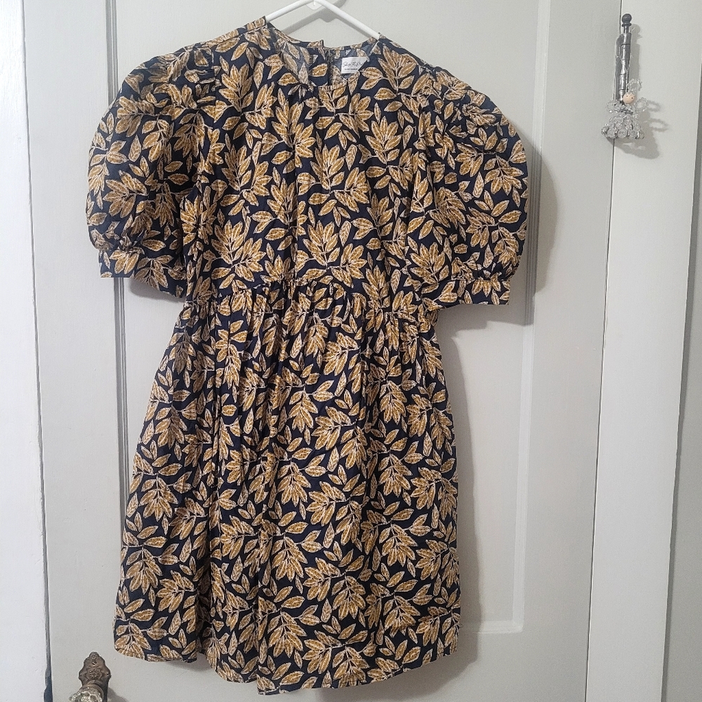 Mini Dress With Leaf Print, Size M